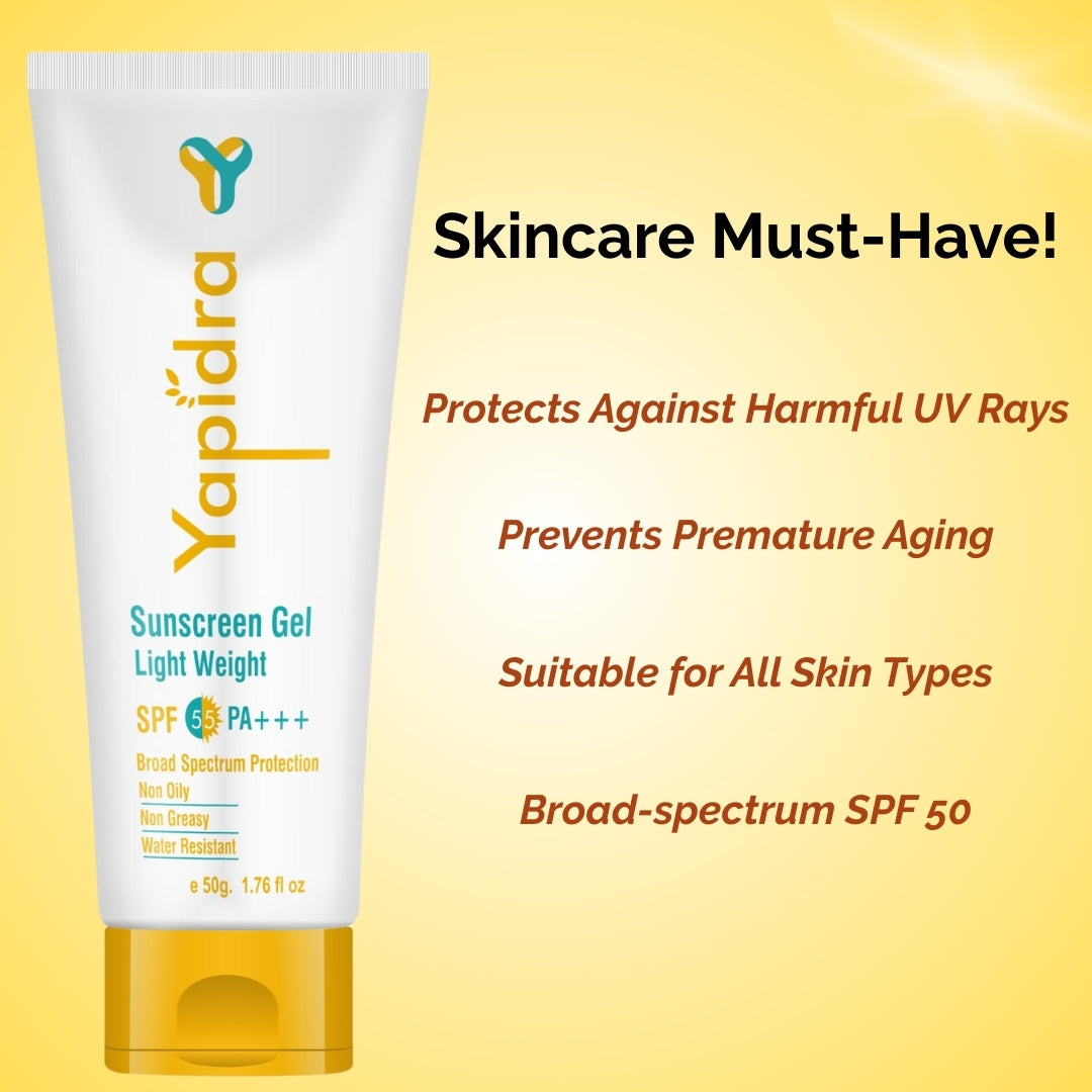 Yapidra Sunscreen Gel SPF 50 PA+++ | Lightweight & Non-Greasy