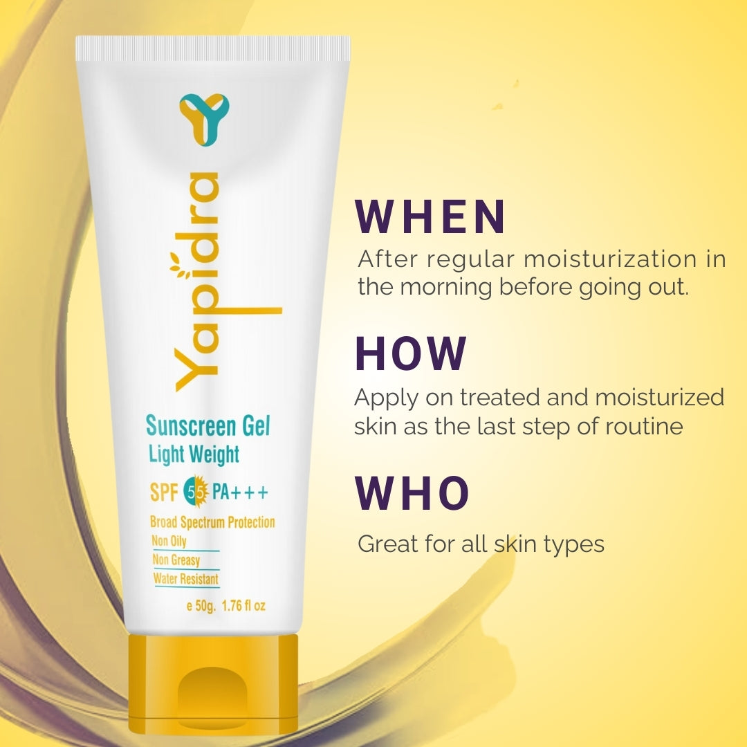 Yapidra Sunscreen Gel SPF 50 PA+++ | Lightweight & Non-Greasy