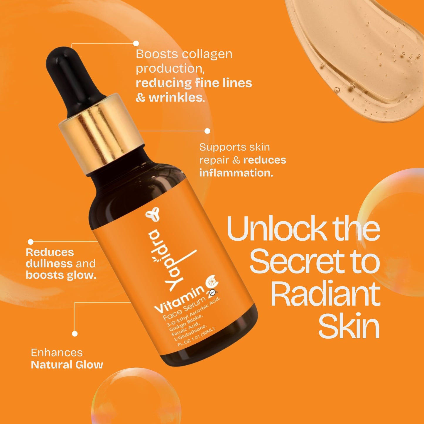 Yapidra Vitamin C Face Serum – Brightens Skin & Fades Dark Spots