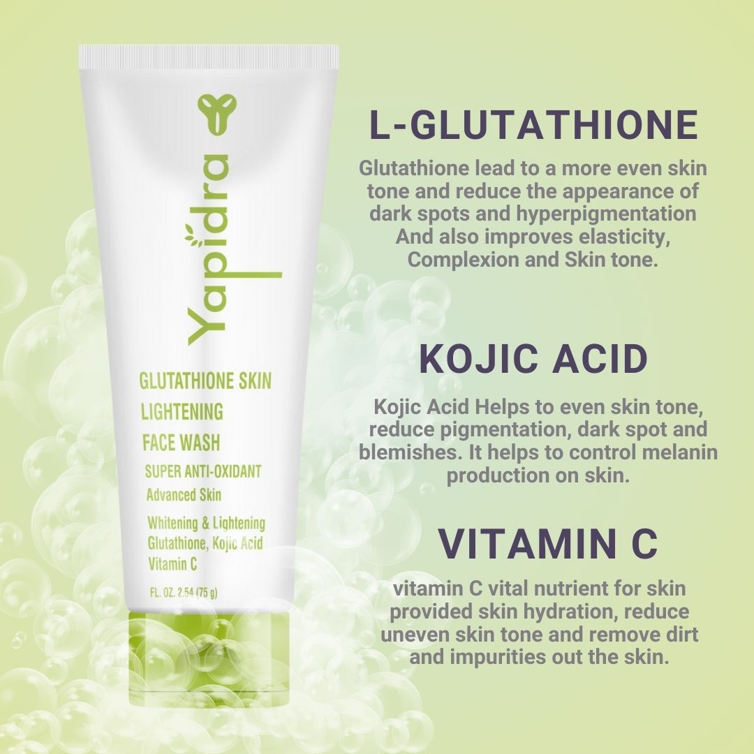 Yapidra Glutathione Face Wash – Skin Brightening with Kojic Acid & Vitamin C | 75g