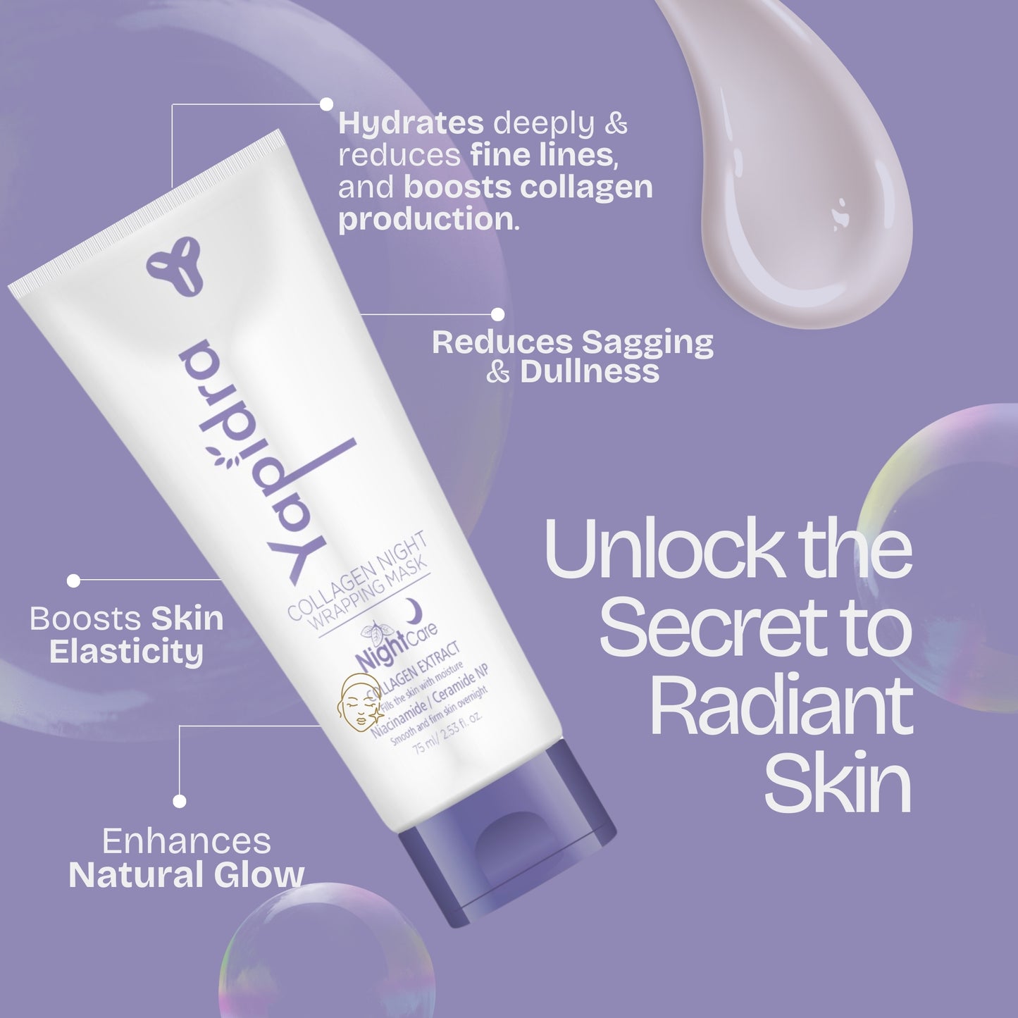 Yapidra Collagen Overnight Face Mask – Firms Skin While You Sleep