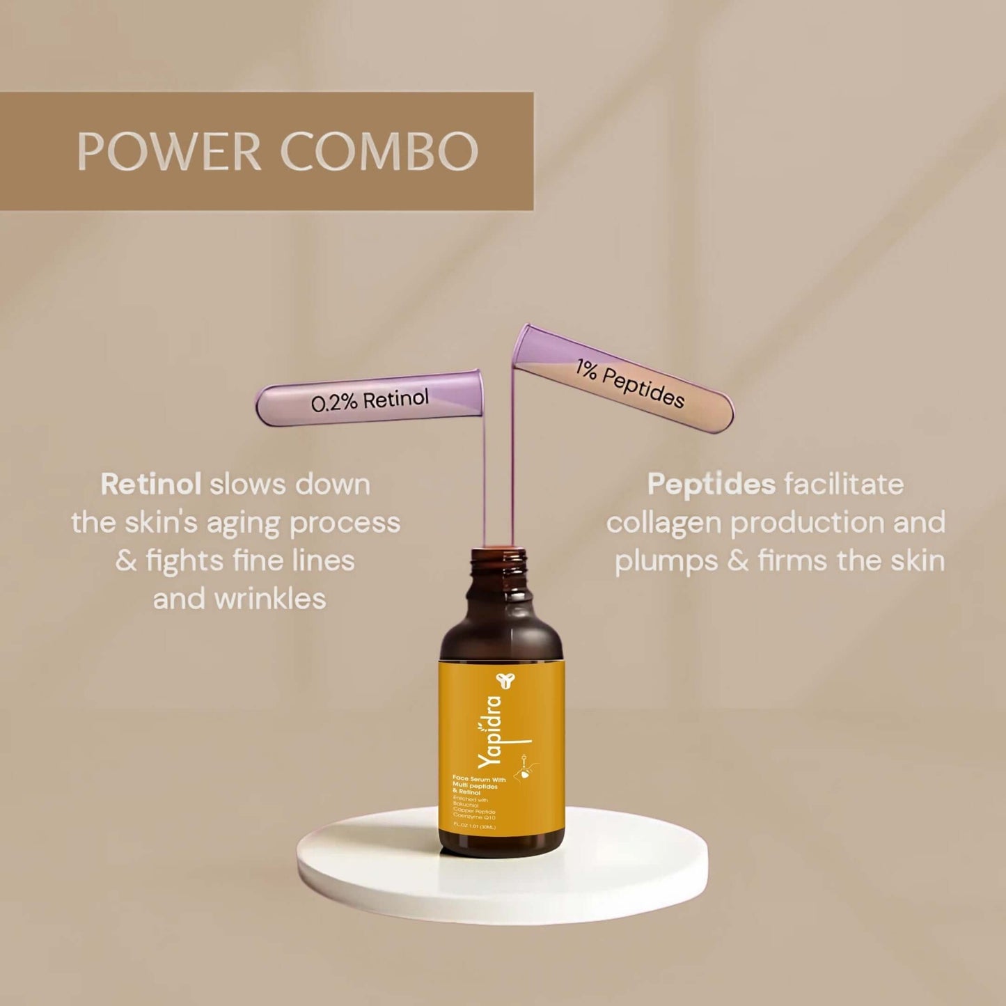 Yapidra Anti-Aging Face Serum with Multi-Peptides & Retinol – Firms & Smooths Skin