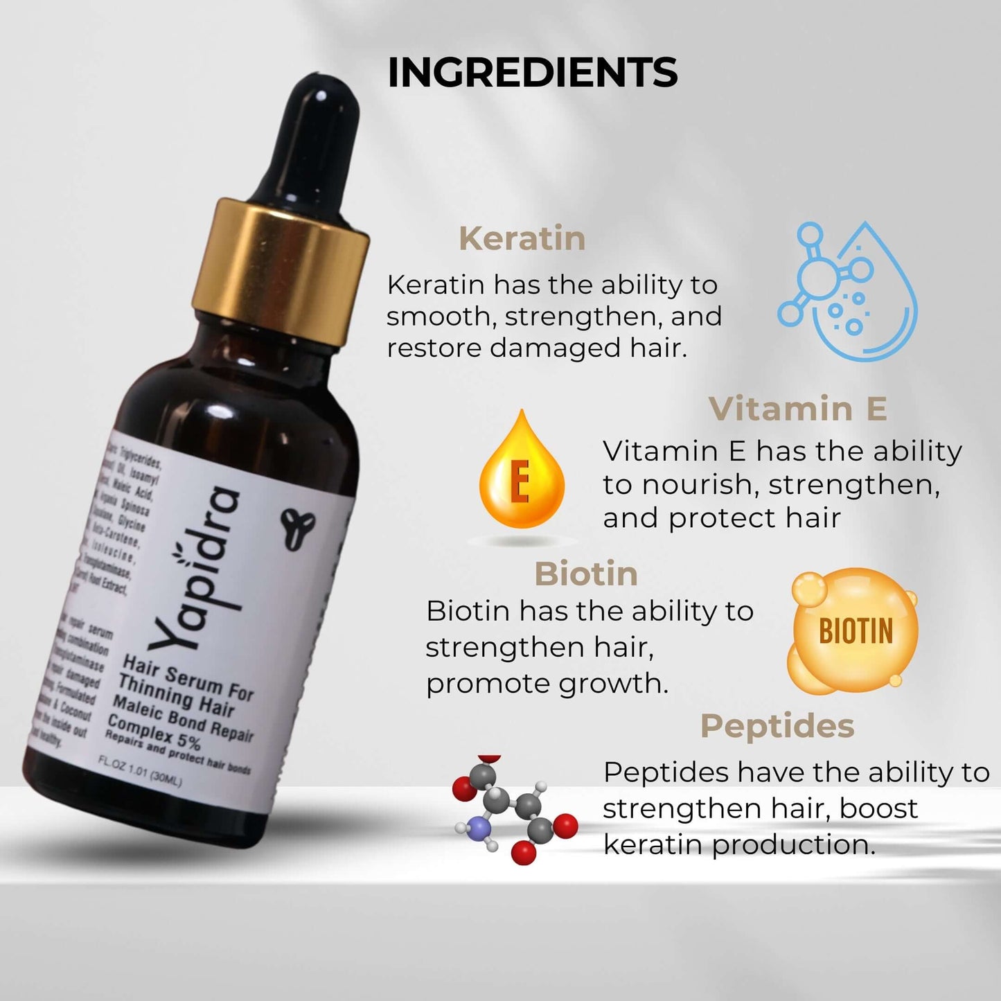 Yapidra Anti-Thinning Hair Growth Serum – Strengthens Roots & Boosts Volume