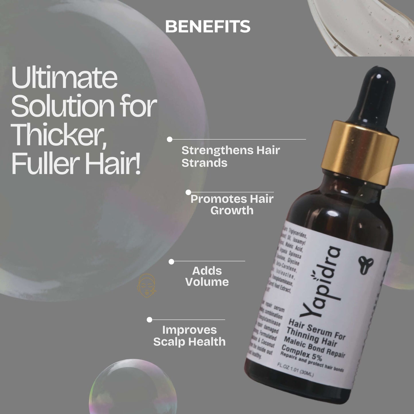 Yapidra Anti-Thinning Hair Growth Serum – Strengthens Roots & Boosts Volume
