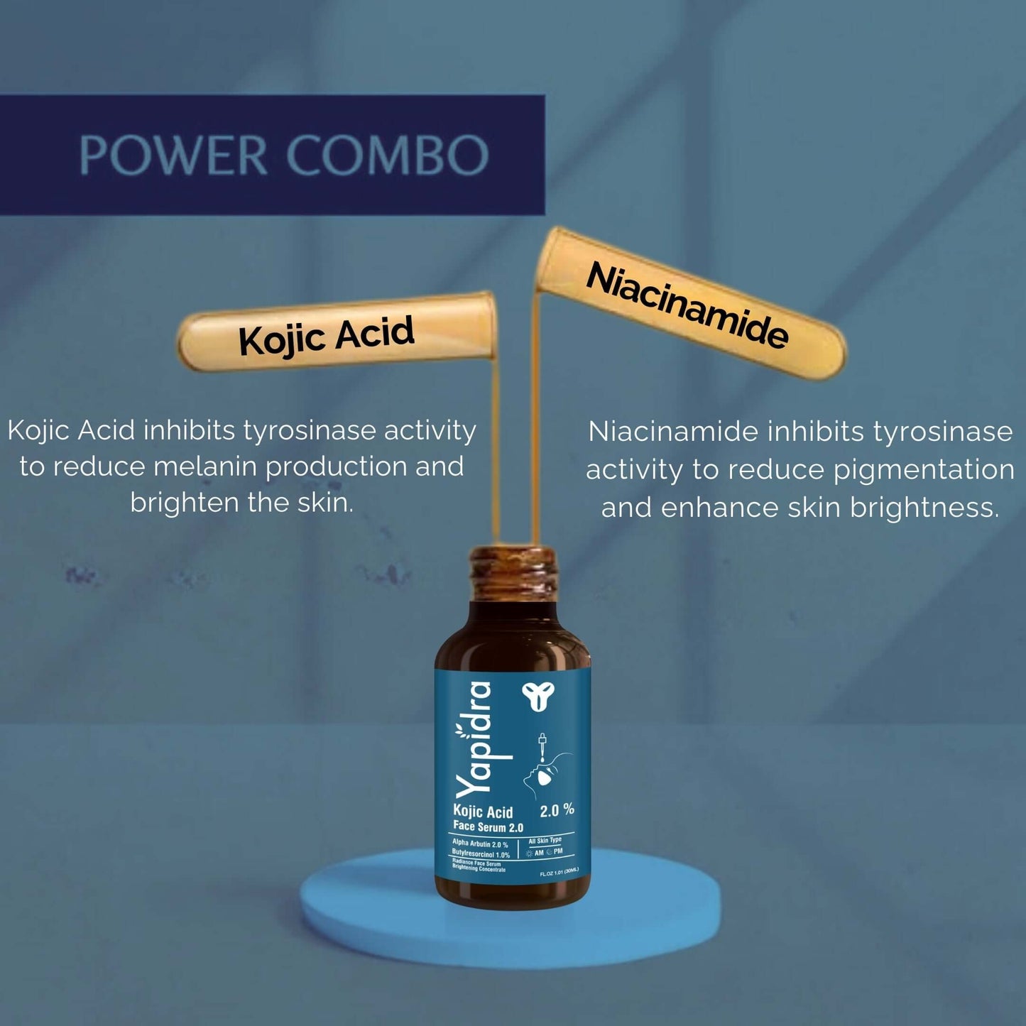 Yapidra Kojic Acid Skin Brightening Serum – Targets Hyperpigmentation & Dark Spots