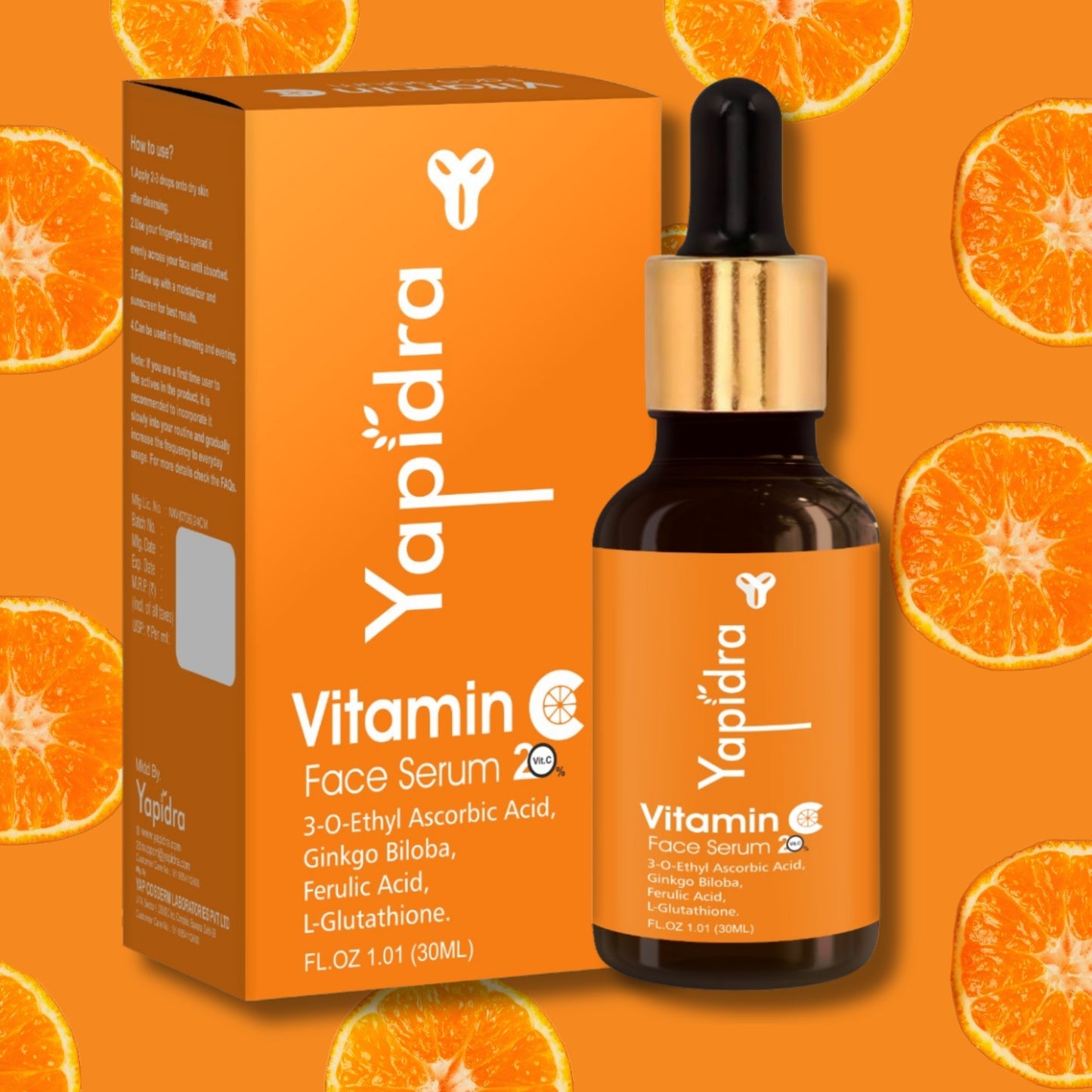 Yapidra Vitamin C Face Serum – Brightens Skin & Fades Dark Spots