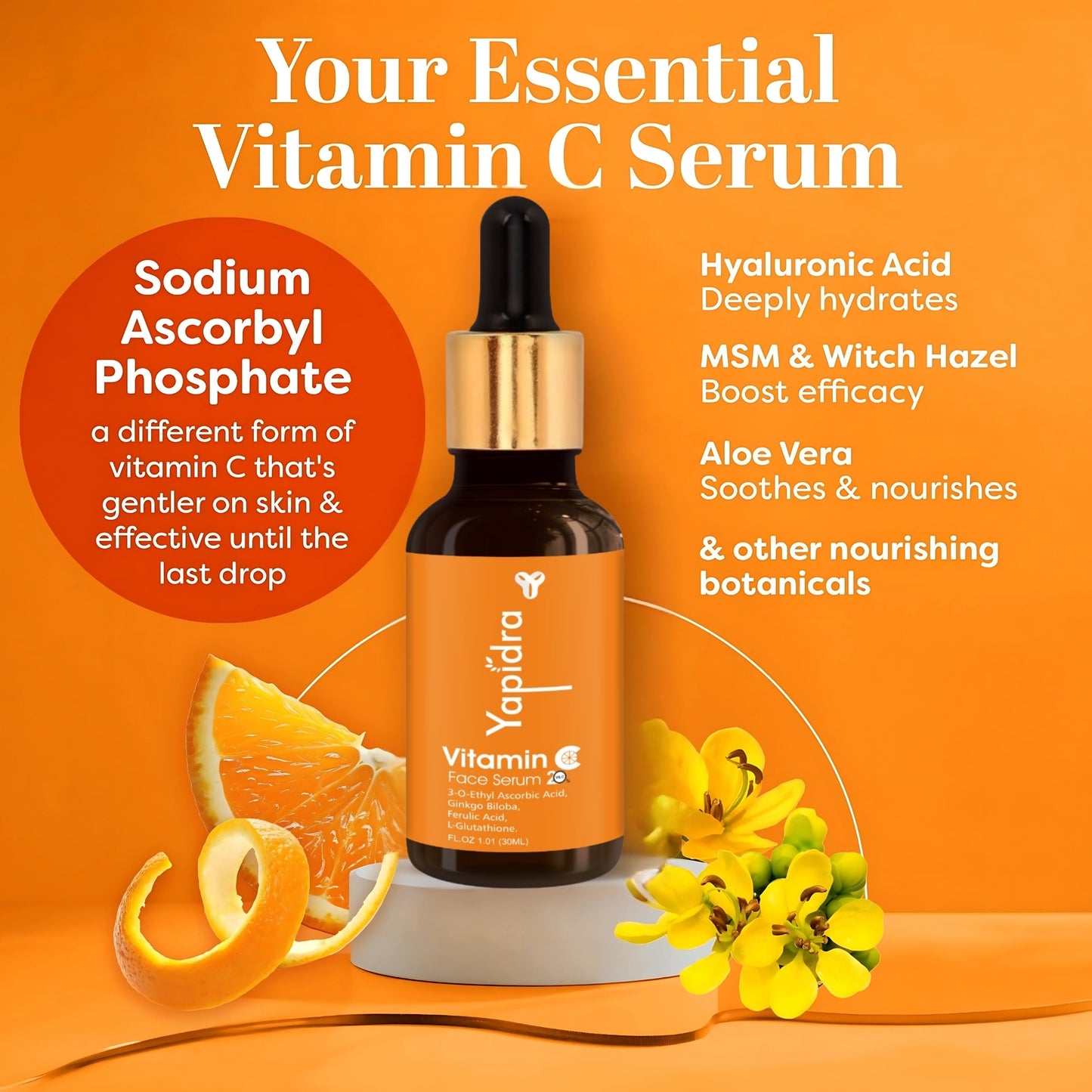 Yapidra Vitamin C Face Serum – Brightens Skin & Fades Dark Spots