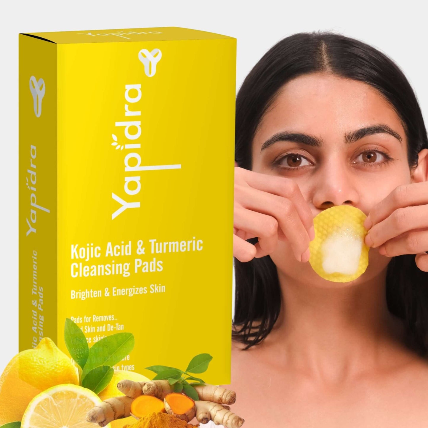 Yapidra Brightening Cleansing Pads with Kojic Acid & Turmeric – Fades Dark Spots