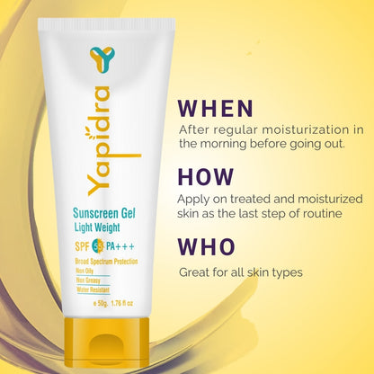 Yapidra Sunscreen Gel SPF 50 PA+++ | Lightweight & Non-Greasy