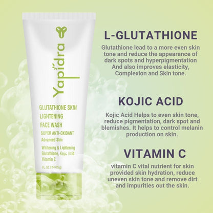 Yapidra Glutathione Face Wash – Skin Brightening with Kojic Acid & Vitamin C | 75g