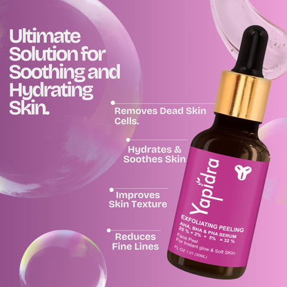Yapidra Exfoliating Face Serum with AHA/BHA – Unclogs Pores & Renews Skin