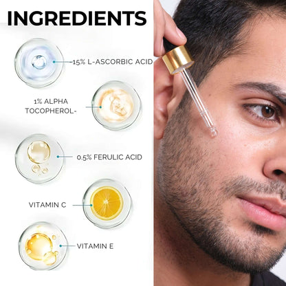 Yapidra Vitamin C 16% Face Serum with Vitamin E & Ferulic Acid | Skin Brightening & Antioxidant Boost | 30ml