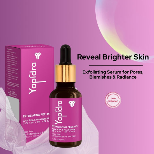 Yapidra Exfoliating Face Serum with AHA/BHA – Unclogs Pores & Renews Skin
