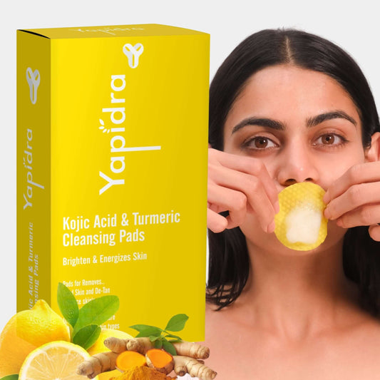 Yapidra Brightening Cleansing Pads with Kojic Acid & Turmeric – Fades Dark Spots